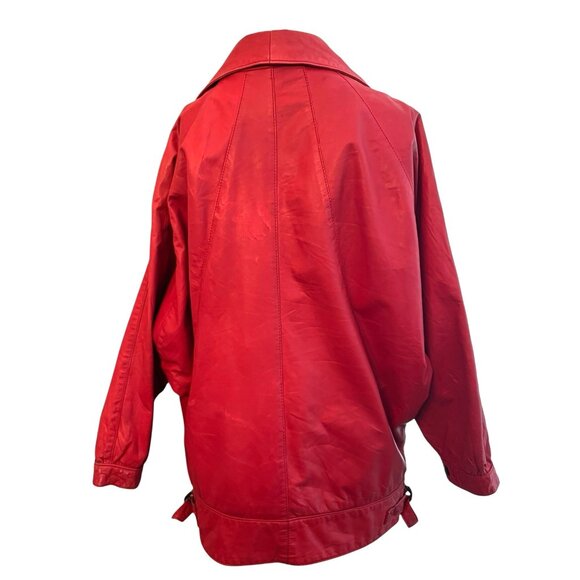 Ladies Medium Red Leather Full Zip Jacket Moto Gino di Giorgio by Comint Vintage - Picture 5 of 11